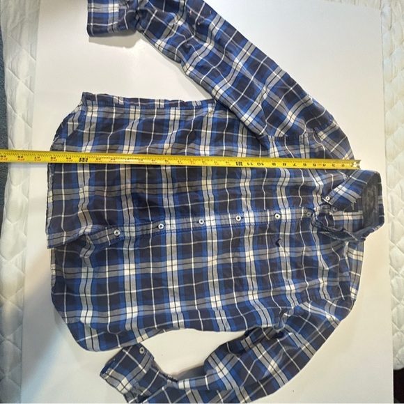 0033 American Eagle Men's Blue Plaid Shirt size large - Picture 4 of 7